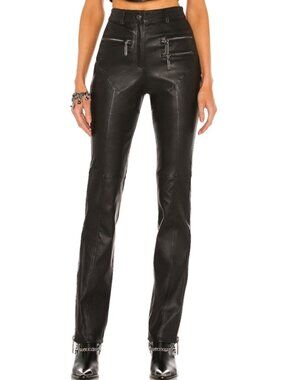 Dundas X Revolve Syd Black Leather Pant Women Size M MSRP $898.00